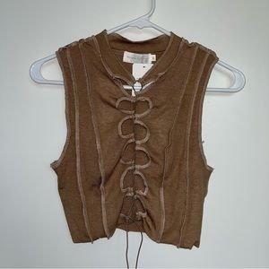 NWT Y2K Brown Tie Top
